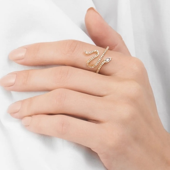 Adornia Ring Winding Snake 14K Gold Plated Size 8 - Picture 2 of 4